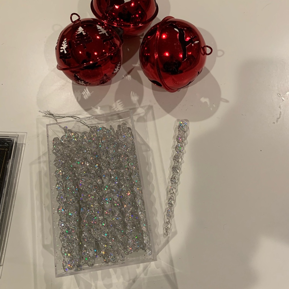 Festive Red Bells and Sparkling Ornaments
